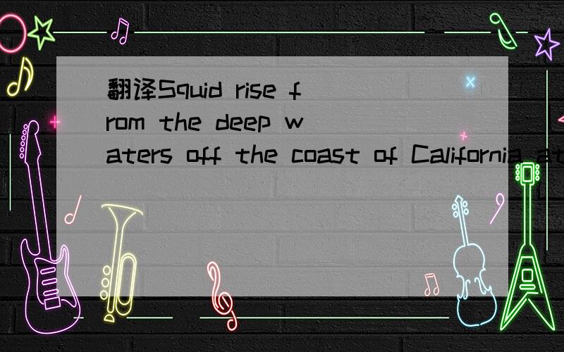 翻译Squid rise from the deep waters off the coast of California at specific times of the year.