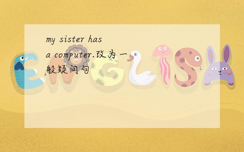 my sister has a computer.改为一般疑问句