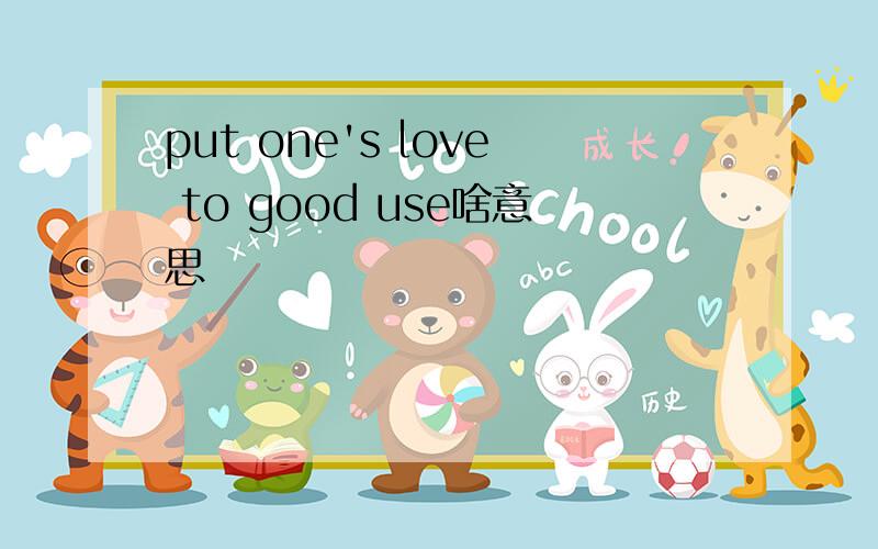 put one's love to good use啥意思