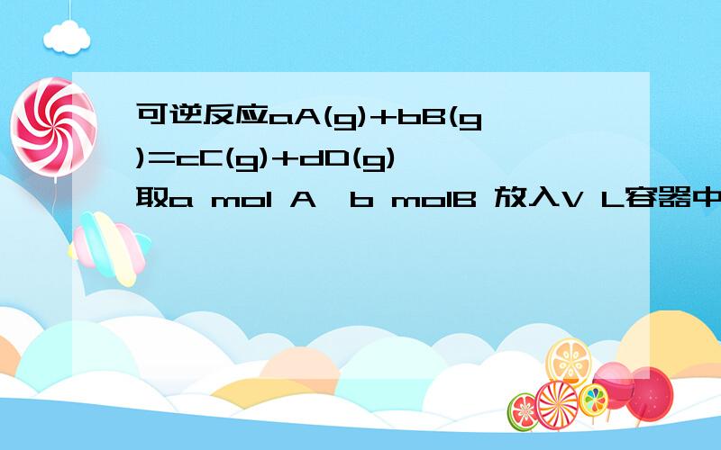 可逆反应aA(g)+bB(g)=cC(g)+dD(g),取a mol A,b molB 放入V L容器中,反应后A浓度为x,求B浓度,求详解