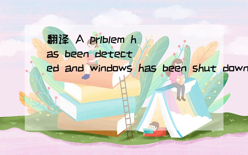 翻译 A prlblem has been detected and windows has been shut down to prevent damage to your computer